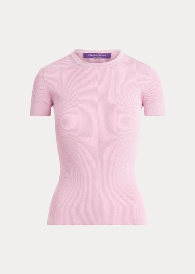 Women's Ralph Lauren Rib-Knit Silk T Shirts | 902458RTN